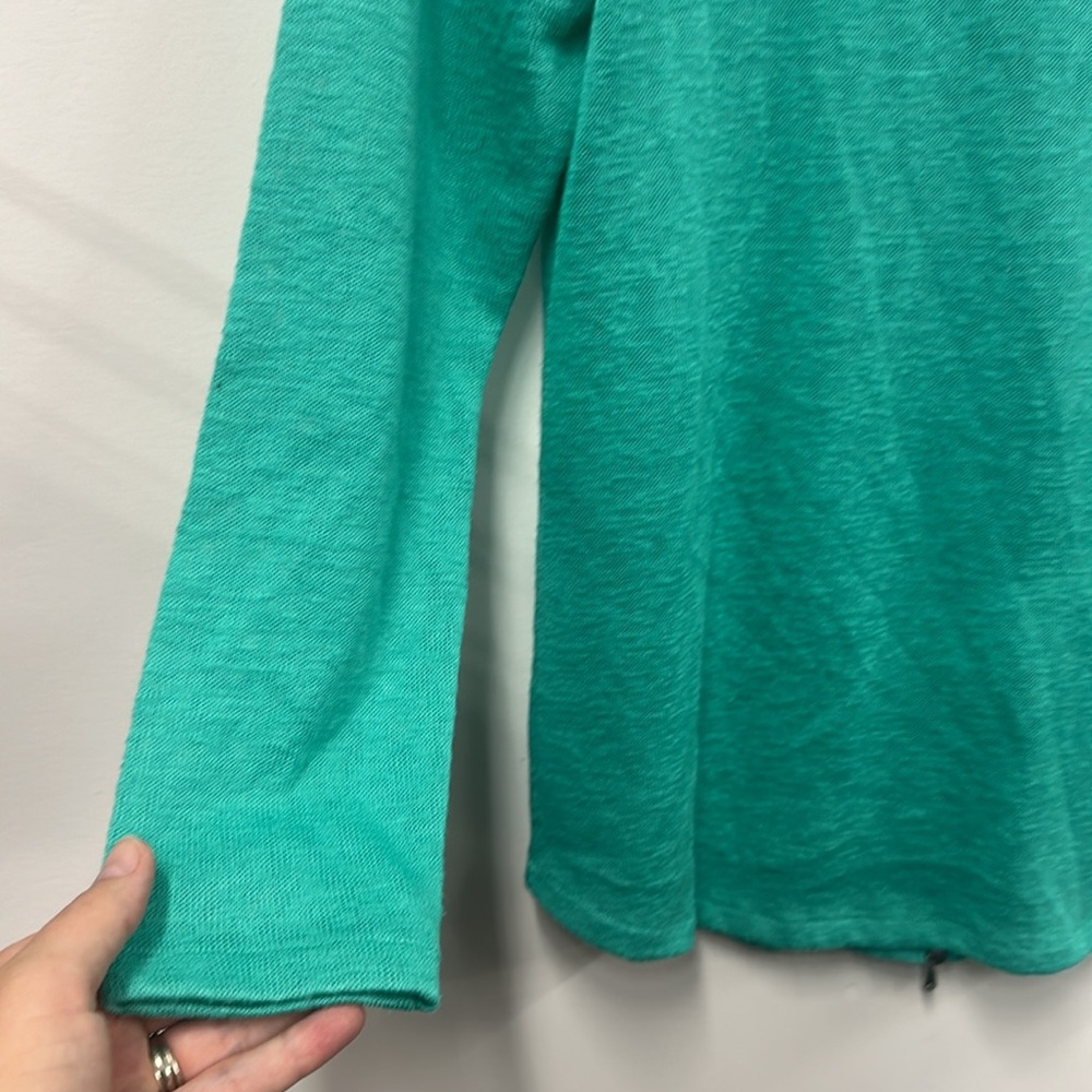 Soft surroundings teal knit zip back sweater M - Picture 3 of 6
